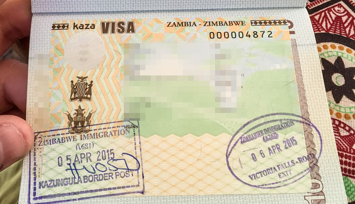 Zambia Zambia Zim run out of KAZA univisa stickers